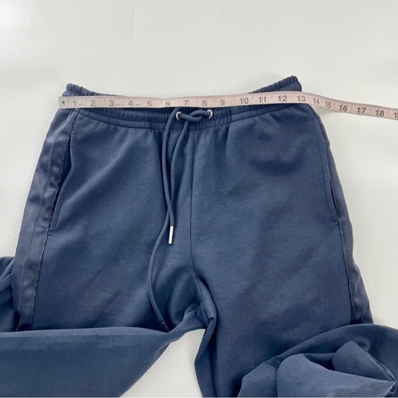 The Greii Navy Blue Straight Leg Drawstring Satin Trim Athleisure Sweatpants - Picture 4 of 11